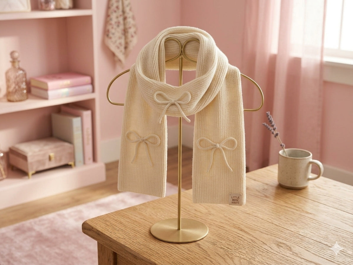Bow Scarf, Cream, Signature Box