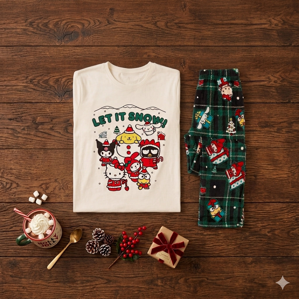 Hello Kitty & Friends HD Print T-Shirt & Plush Pant Pajama Set Signature Box