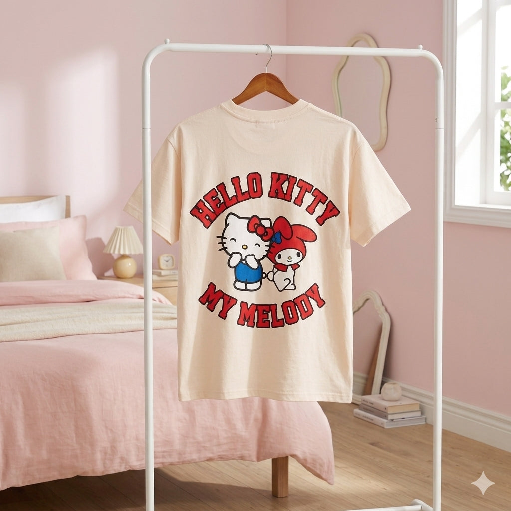 Hello Kitty & My Melody Graphic Boyfriend T-Shirt Signature Box