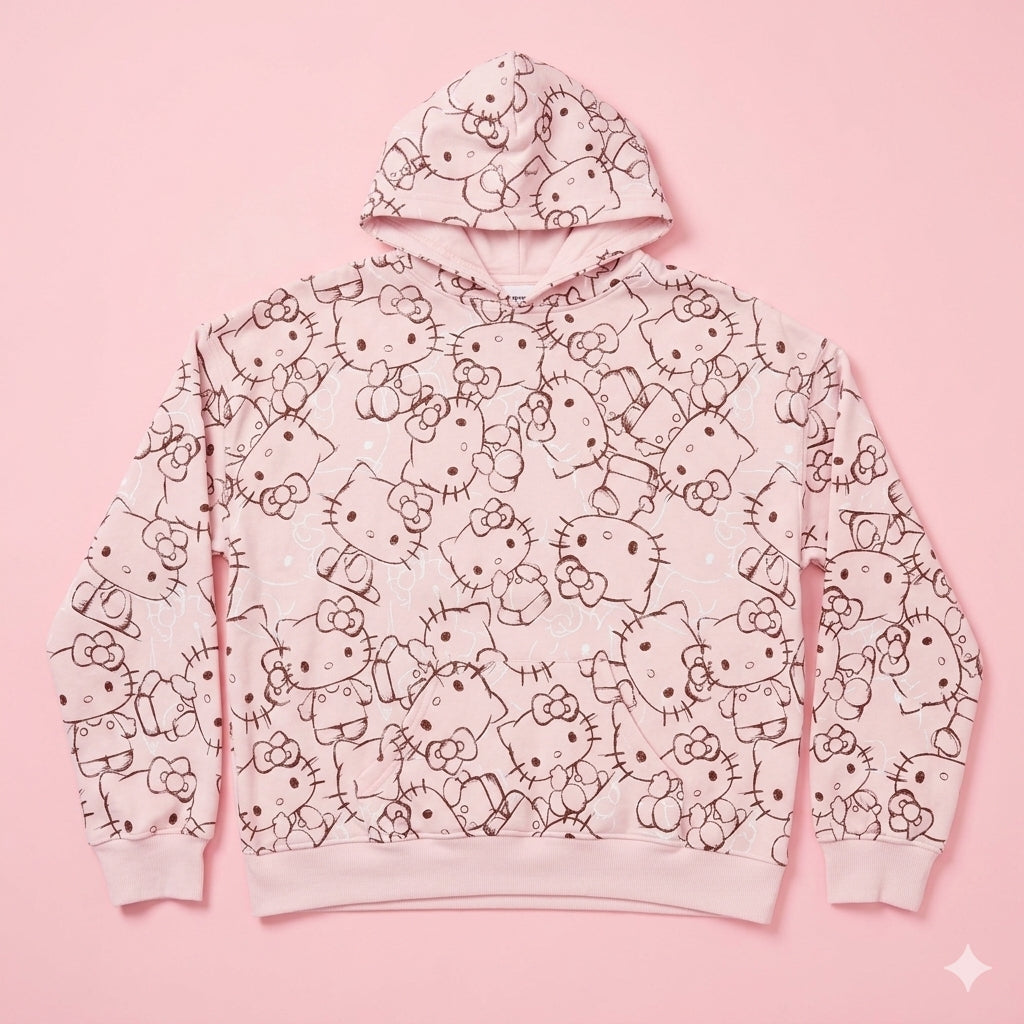 Hello Kitty Print Fleece Hoodie Signature Box
