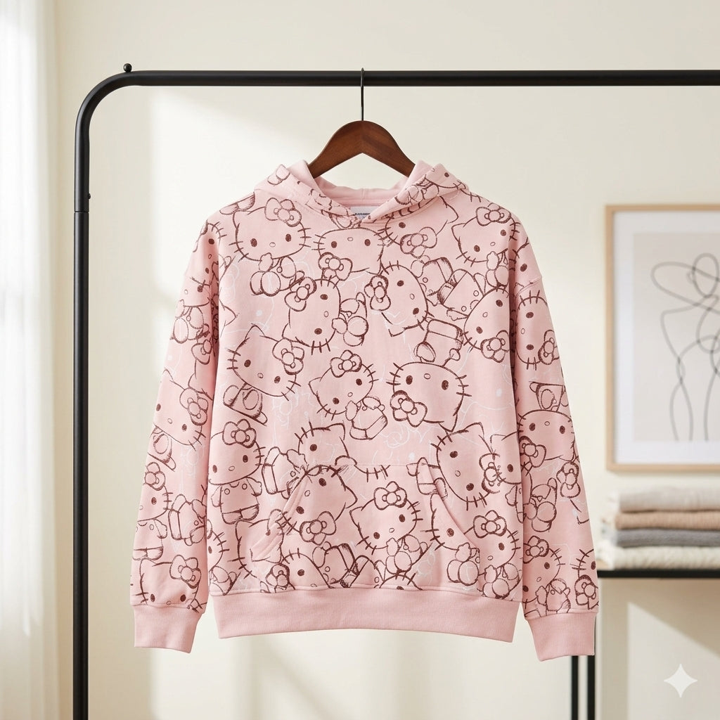 Hello Kitty Print Fleece Hoodie Signature Box