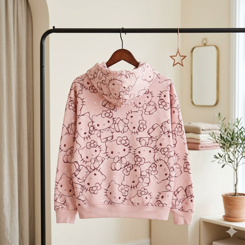 Hello Kitty Print Fleece Hoodie Signature Box