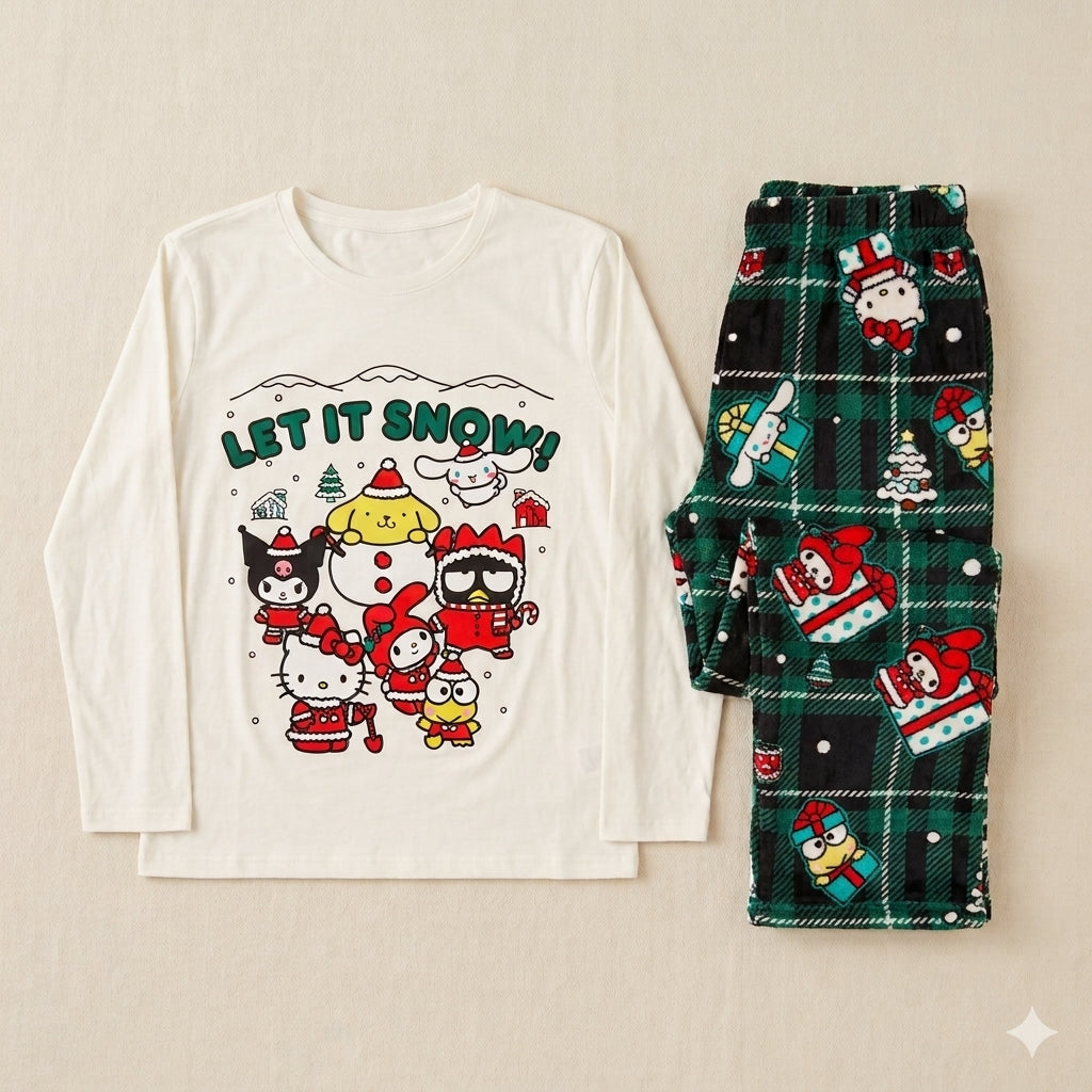 Hello Kitty & Friends HD Print T-Shirt & Plush Pant Pajama Set Signature Box