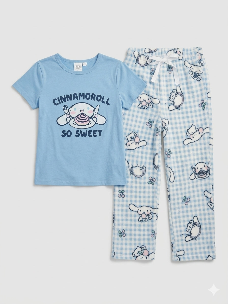 Cinnamoroll HD Print T-shirt & Plush Pant Pajama Set Signature Box