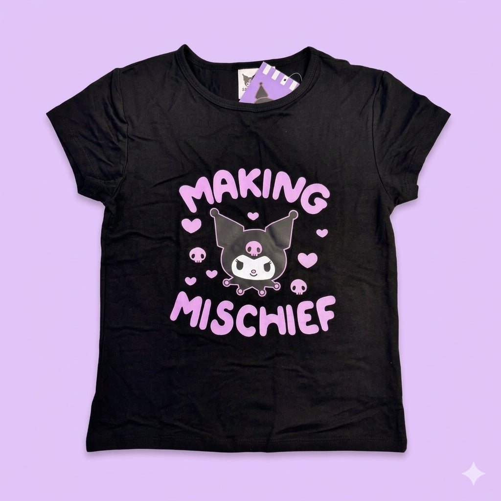 Kuromi HD Print T-Shirt & Plush Pant Pajama Set Signature Box