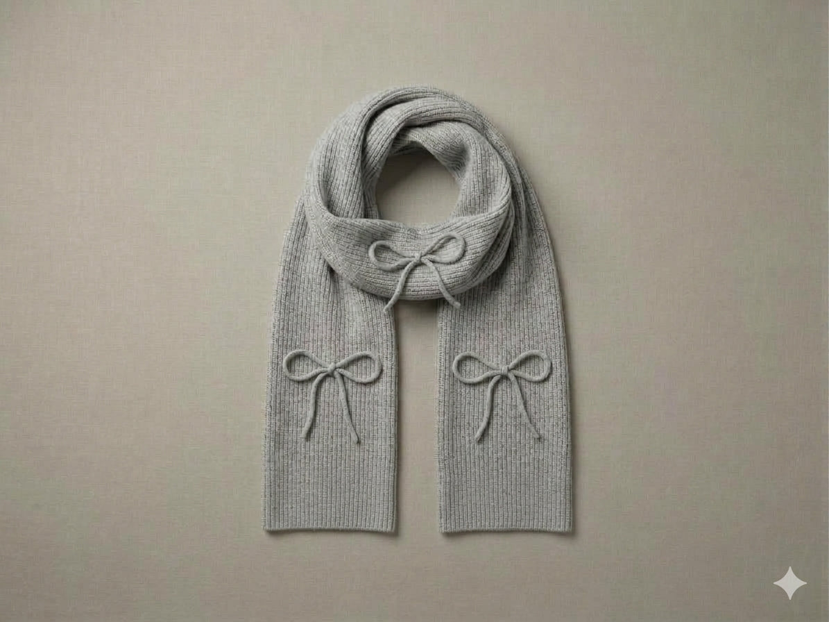 Bow Scarf, Heather Grey, Signature Box