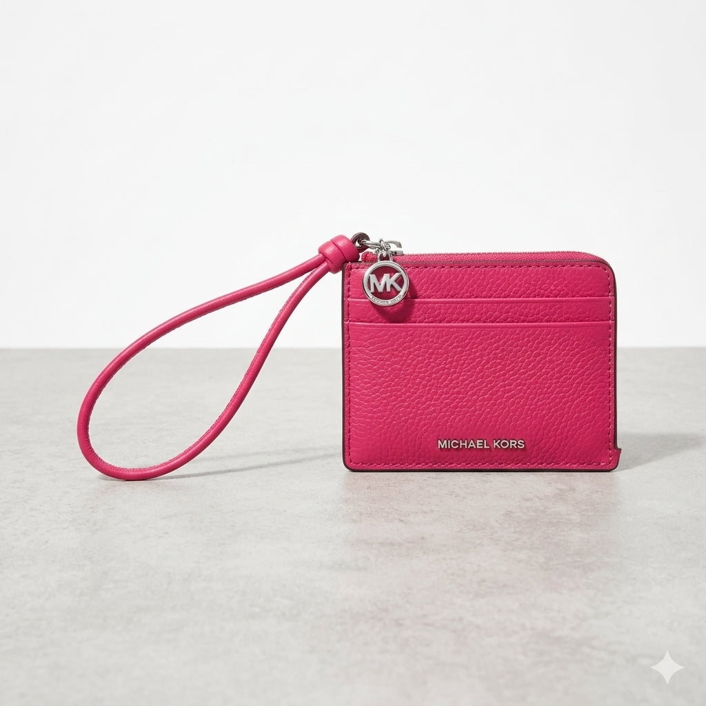 Michael Kors Jet Set Small Pebbled Leather Card Case Wristlet