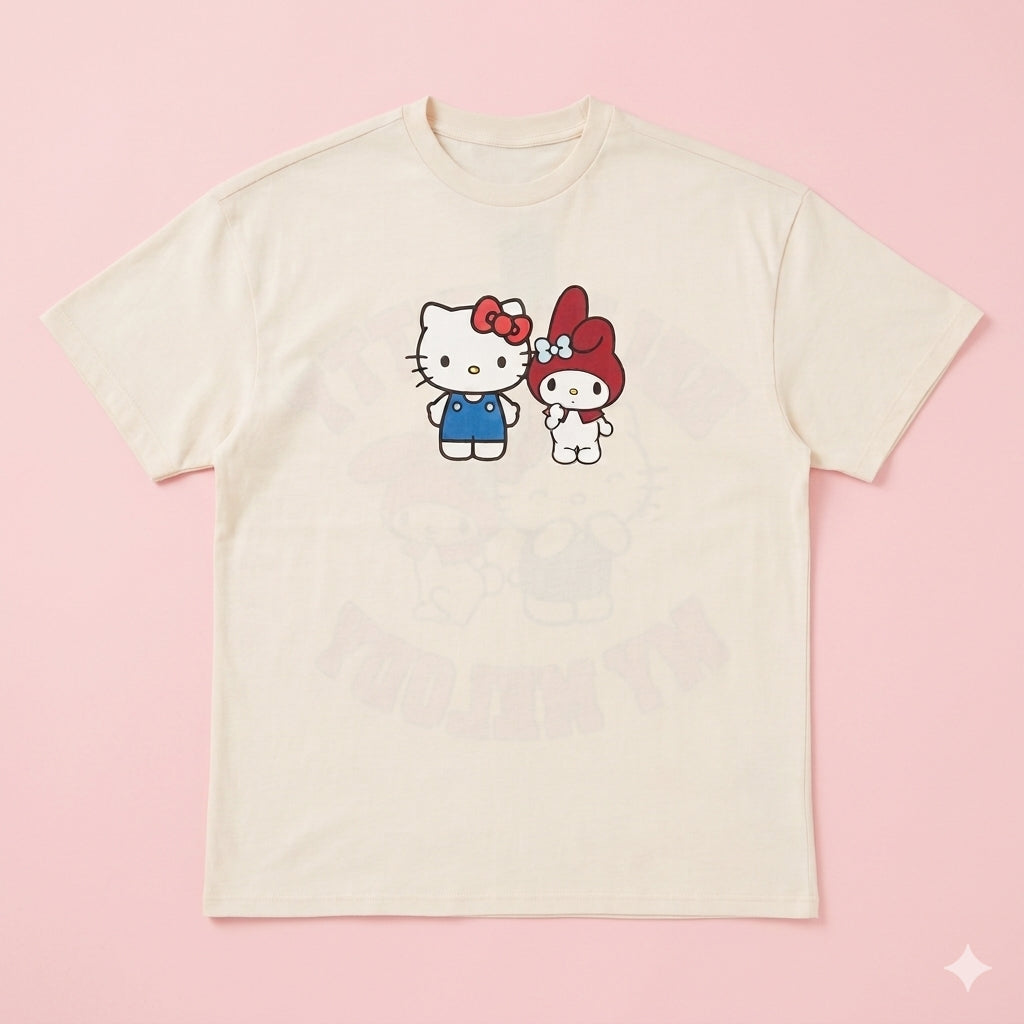 Hello Kitty & My Melody Graphic Boyfriend T-Shirt Signature Box